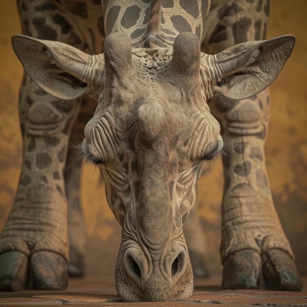 Close Up of Giraffes Head and Legs