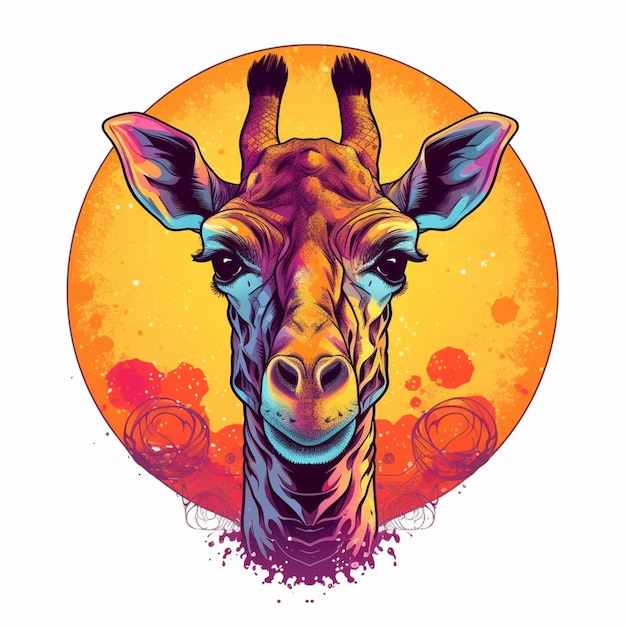 a close up of a giraffes head with a full moon in the background generative ai
