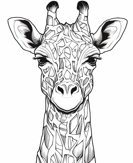 A close up of a giraffes head with a pattern on it generative ai