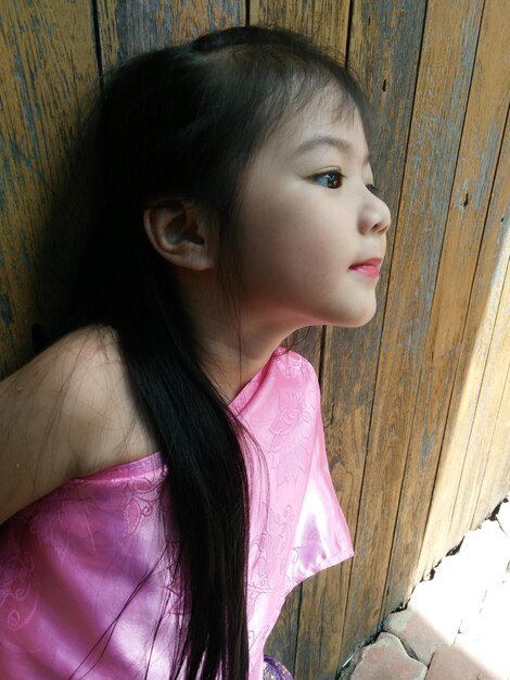 Close-up of girl looking away