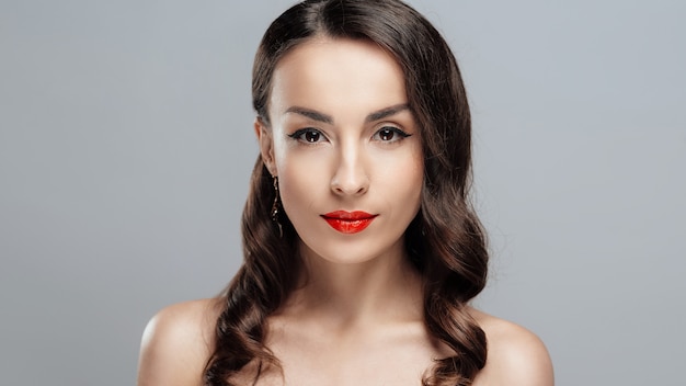 Close-up girl with beautiful make-up.