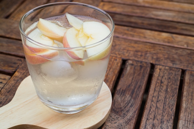 Close-up glass of apple infused water