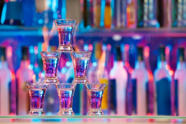 Close-up of glass bottles on table