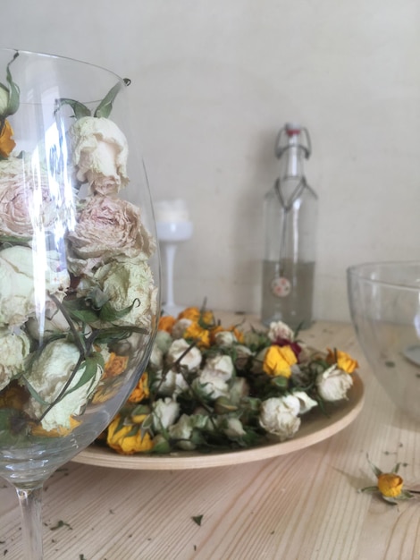 Close-up of glass jar on table