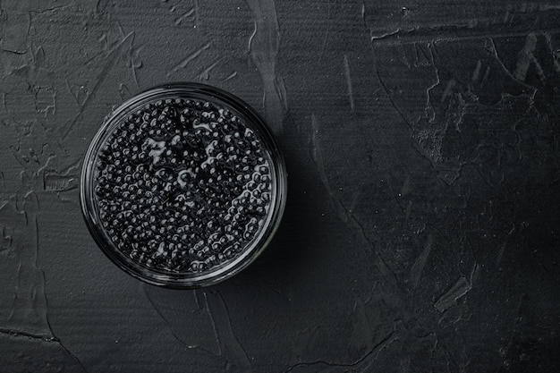 Close up on glass jars with delicious caviar