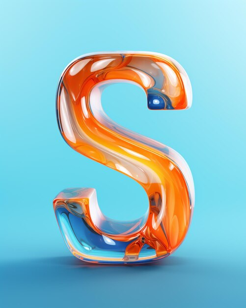 a close up of a glass letter s on a blue background generative ai