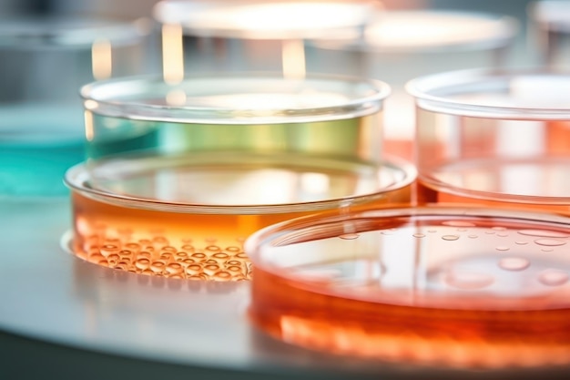 A close up of a glass plate with a sample of liquid.