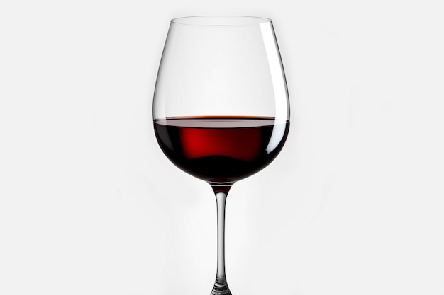 孤立した白い背景に赤ワインのグラスを閉じます。