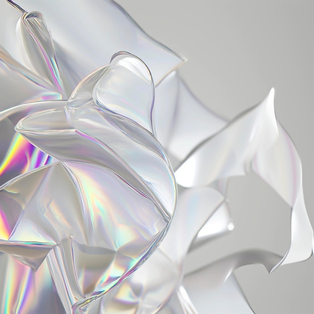 Close up of a glass sculpture with a white background Holo Textures