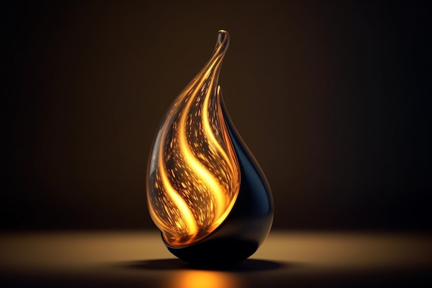 A close up of a glass vase with a flame inside of it generative ai