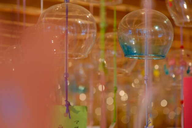 Photo close-up of glass windchime