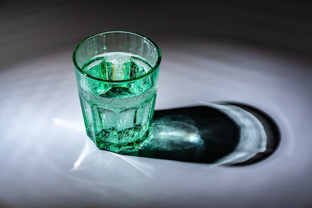 Close up of a glass with mineral water