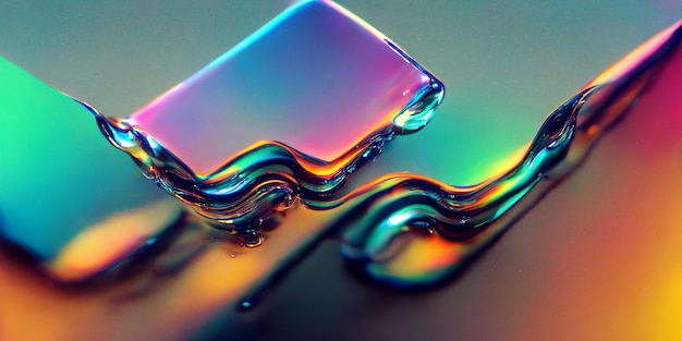 A close up of a glass with a rainbow pattern.