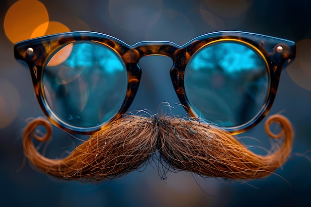 Photo close up of glasses with mustache generative ai