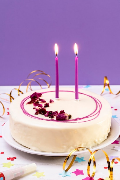 Close-up glazed cake on table