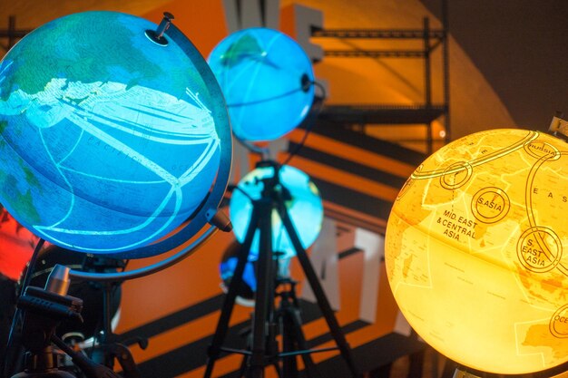 Close up of globes