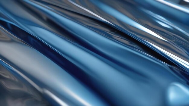 Foto il close-up di una superficie metallica lucida in colore blu con un soft focus generativo ai aig30