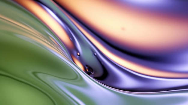 The close up of a glossy metal surface in lavender mint green and olive green colors with a soft focus Exuberant 3D illustration