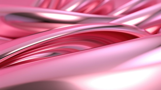 소프트 포커스가 있는 핑크 색상의 광택 있는 금속 표면의 클로즈업 Exuberant 3D 그림