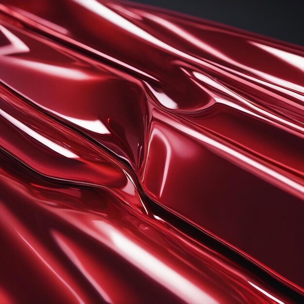 Photo the close up of a glossy metal surface in red color with a soft focus exuberant 3d illustration