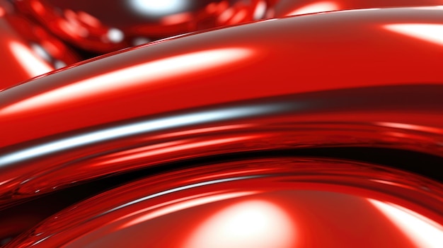 Foto il primo piano di una superficie metallica lucida di colore rosso con una messa a fuoco morbida esuberante illustrazione 3d