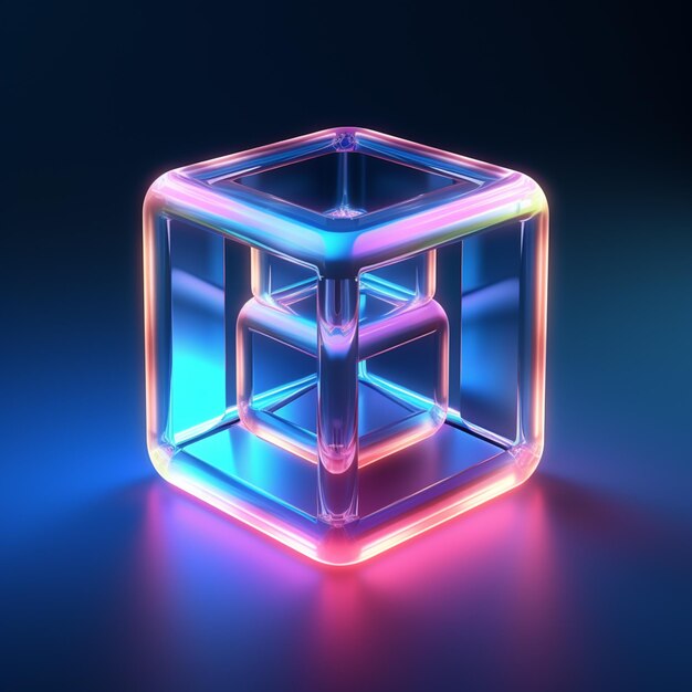 A close up of a glowing cube with a key in it generative ai