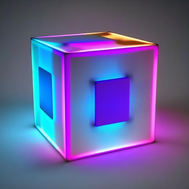 a close up of a glowing cube with a square in the middle generative ai