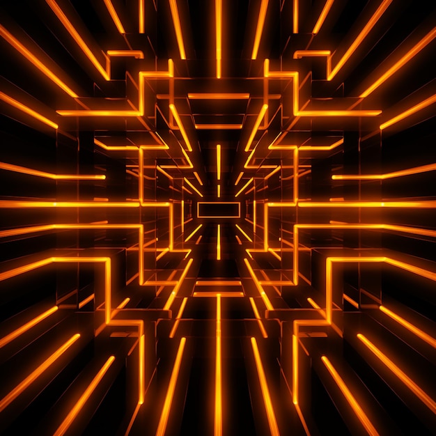 Photo a close up of a glowing orange square pattern on a black background generative ai