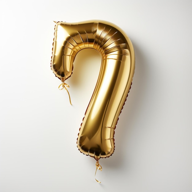 Photo a close up of a gold balloon shaped like the number seven generative ai