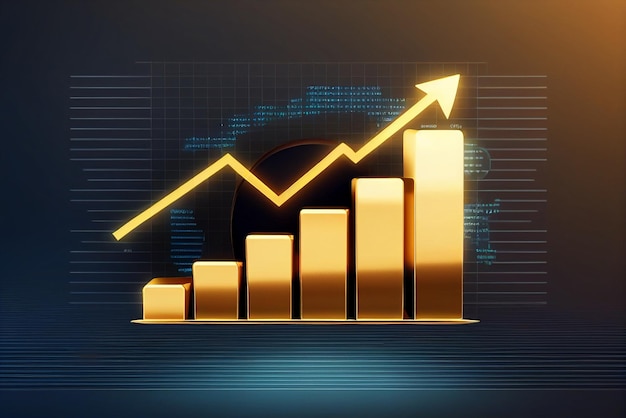 Close up of gold bar chart showing downward arrow generative ai