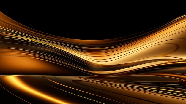 a close up of a gold and black background with a curved design generative ai