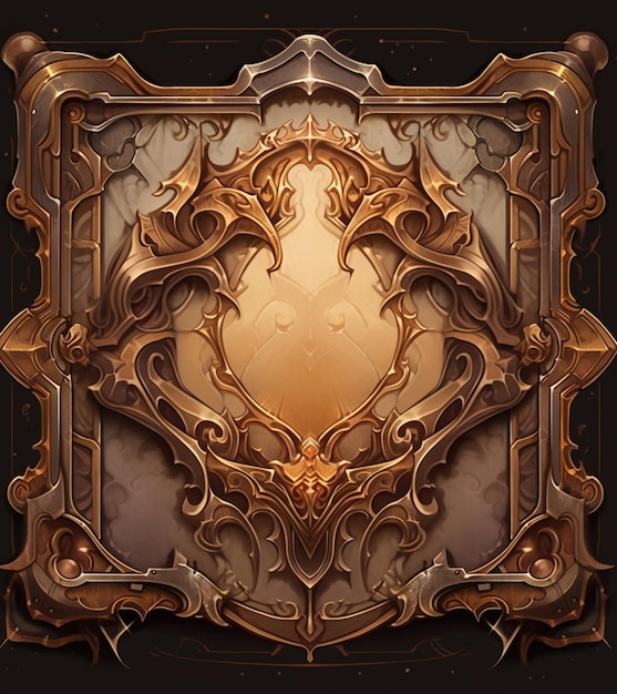 a close up of a gold and black ornate frame with a gold diamond generative ai