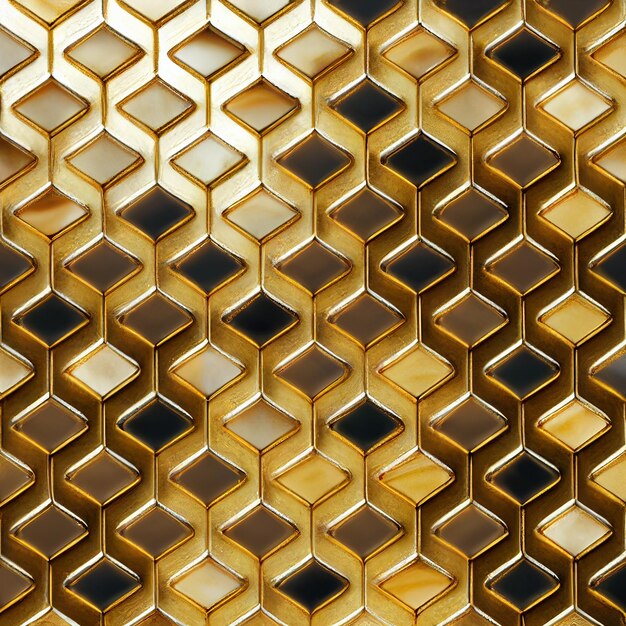 Photo a close up of a gold and black pattern with a white background. generative ai.