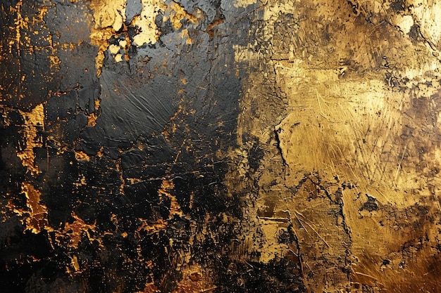 a close up of a gold and black wall