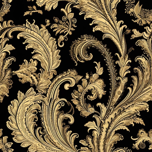 a close up of a gold and black wallpaper with a pattern generative ai