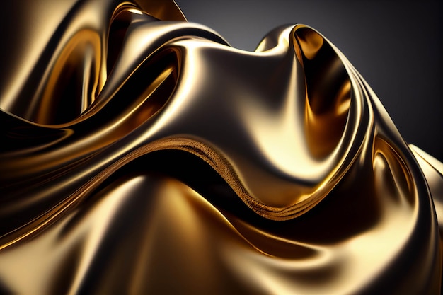 Close up of a gold cloth on a black background generative ai