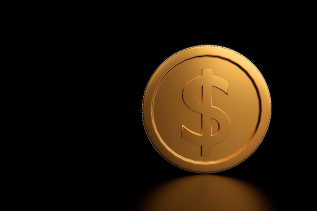 Close up of gold coin 3d render