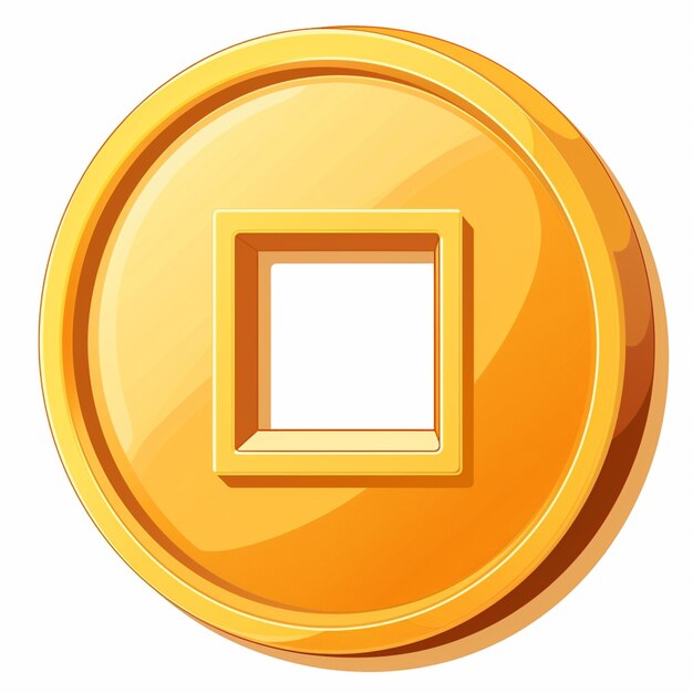 Photo a close up of a gold coin with a square in the middle generative ai