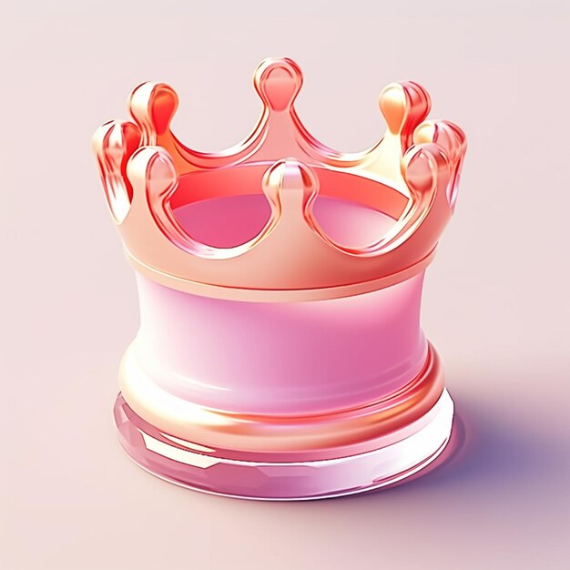 a close up of a gold crown on a pink pedestal generative ai