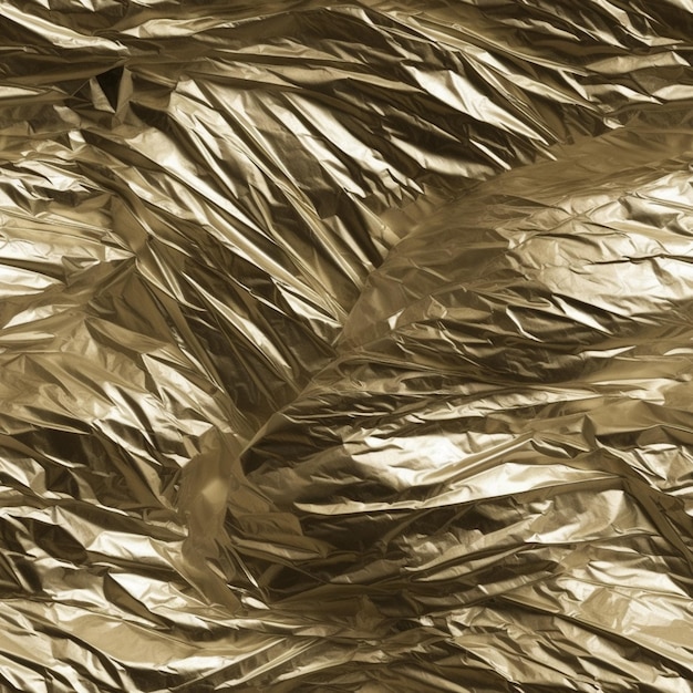 A close up of a gold foil textured surface with a black background generative ai