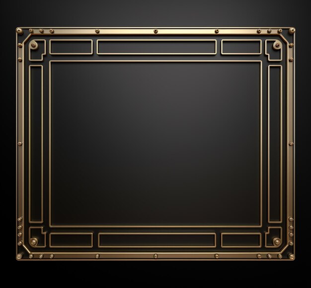 a close up of a gold frame on a black background generative ai