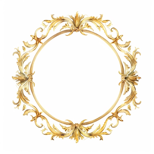 Photo a close up of a gold frame with a flower design generative ai