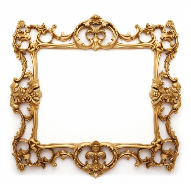 a close up of a gold frame with a white background generative ai