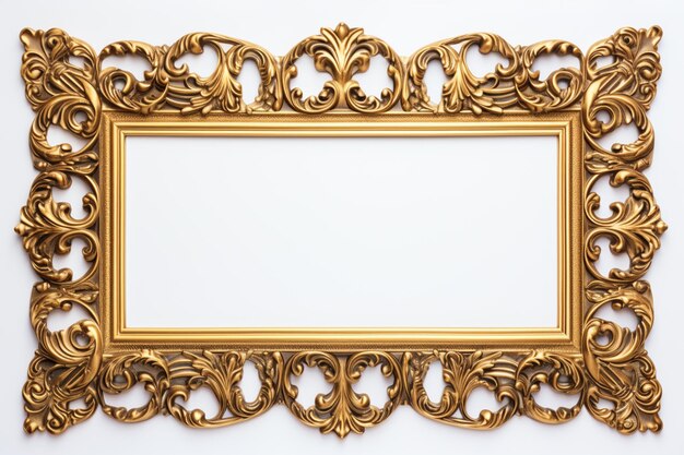 a close up of a gold frame with a white background generative ai