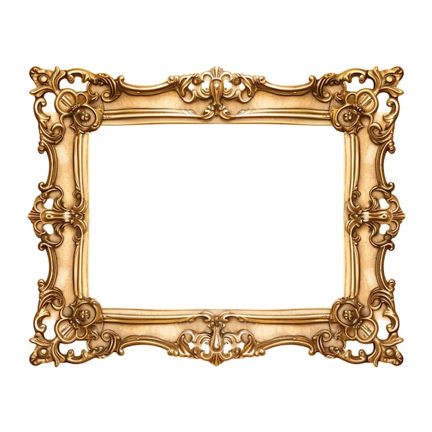 Photo a close up of a gold frame with a white background generative ai