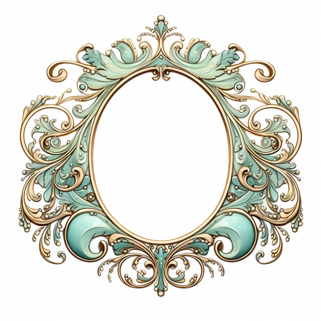 Photo a close up of a gold and green frame with a white background generative ai