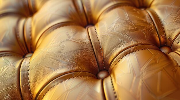 Close Up of Gold Leather Chair Cushion