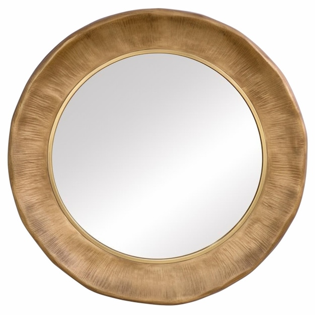 Photo a close up of a gold mirror with a white background generative ai