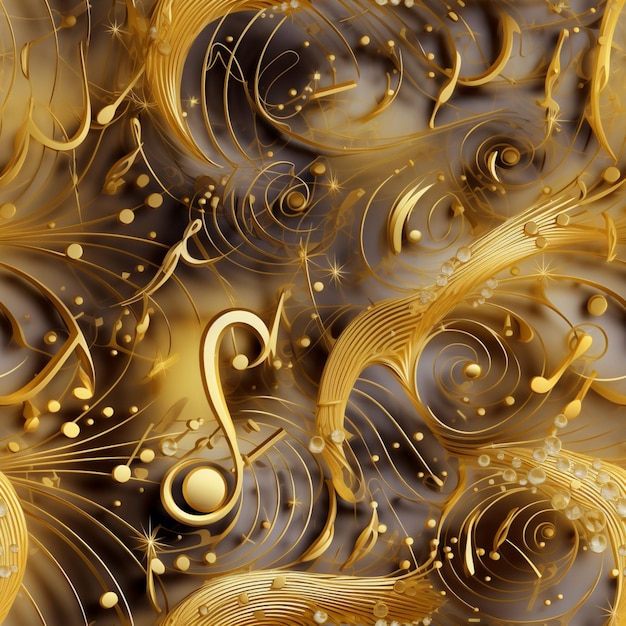 Photo a close up of a gold musical note on a black background generative ai