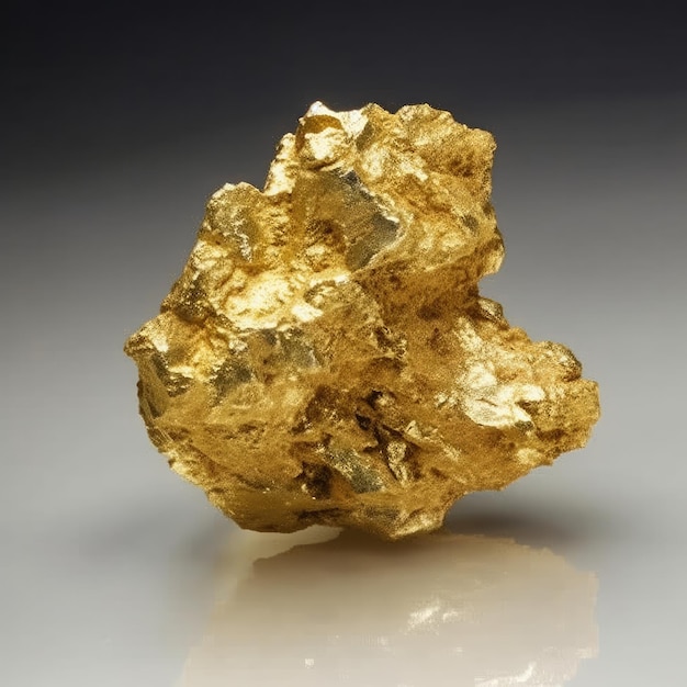 Close up gold nugget isolated on blackground Generative ai